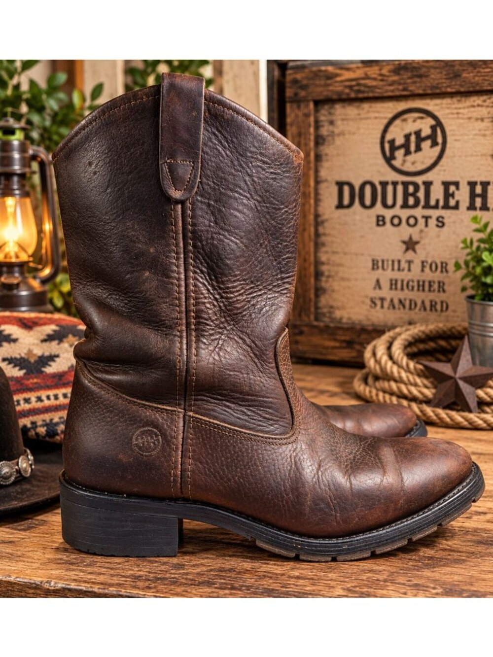 Double H Ranchwell Mens Size 12 M Boots Brown Leather Cowboy Aeroglide 7 2535